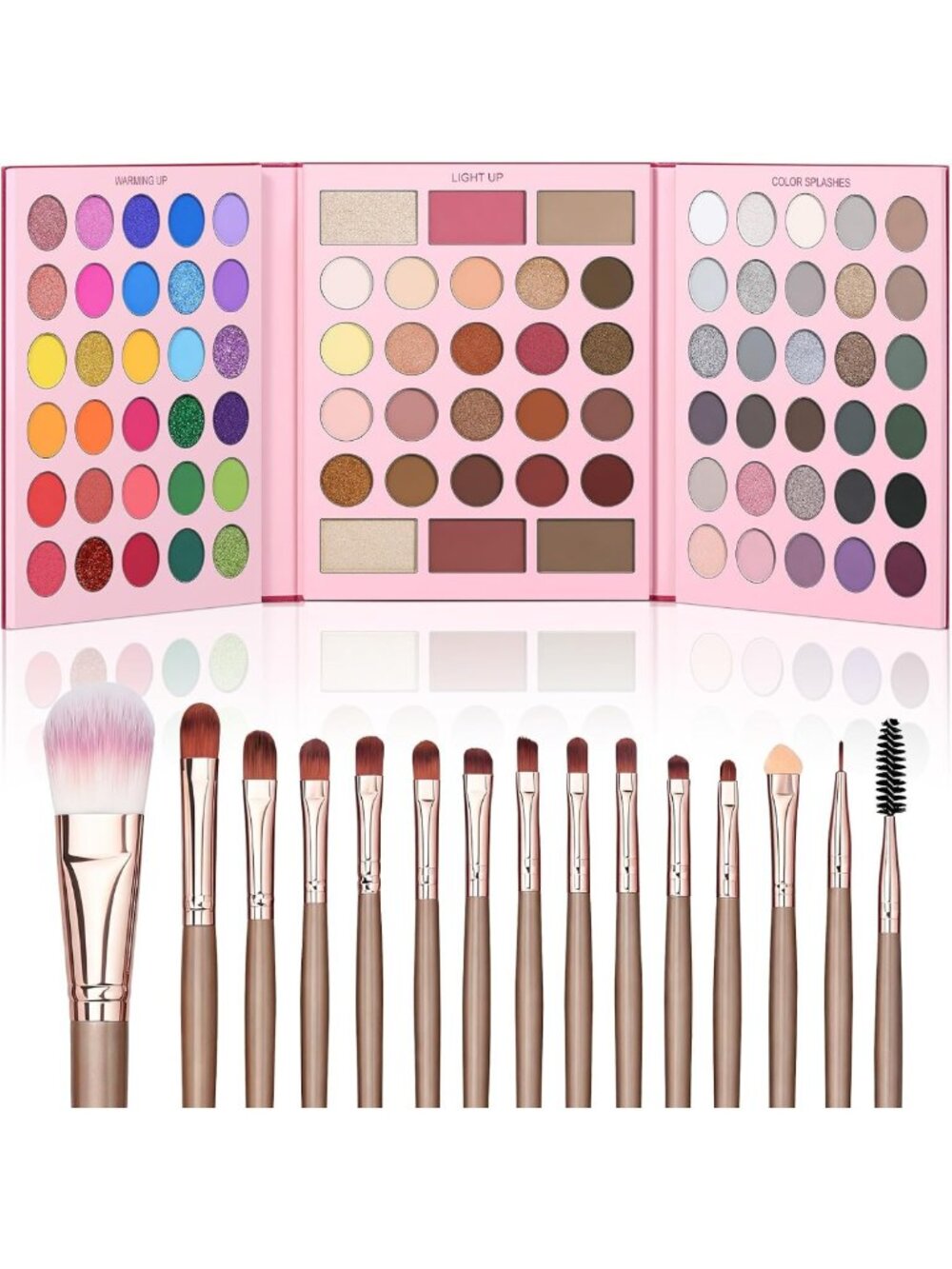 86 Color Eyeshadow Palette & 15 Brush Set - Matte, Glitter, Highlighter, Blush